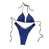 YCBMINGCAN Sexig on-baddräkt-bikini med dragsko och remmar herrskjorta långärmad, blå, L
