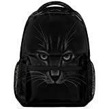 Cool djur svart katt skolryggsäck, bokväska skolväska axelväska laptopväska resor dagryggsäckar för kvinnor tonåringar pojkar flickor, Cool Animal svart katt, 11.4(L)×8(W)×16(H)inch, Ryggsäckar för dagsutflykt