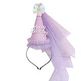 Morningmo glittrande konhatt för flickor prinsessa cosplay hårband huvudbonad födelsedagsfest kon hatt med slöja födelsedag flicka födelsedag flicka pannband
