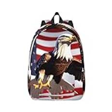 MQGMZ Bald Eagle med amerikansk flagga tryck ledig dubbel axel dagsryggsäck, stöldskyddad resa canvas ryggsäck för män och kvinnor, Svart, S