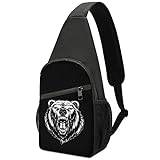 Head A Ferocious Grizzlybjörn tryckt axelremsväska väska väska bröstväska reseryggsäck sport för kvinnor män