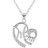 YATEICBC 925 silver hjärta hänge halsband för kvinnor, hjärtformad mors födelsedagspresent med diamanthänge för mamma födelsedag