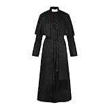 VaiKanhai Halloween präst medeltida retro cosplay kostym enfärgad knapp maskerad kostym gotisk lolita klänningar för kvinnor (svart, XL)