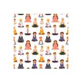 Lotus position yoga pose meditation art relax people relax isolated on white seamless pattern background design character vector illustration.