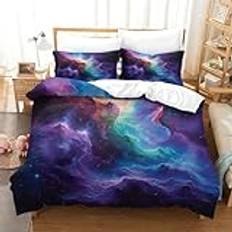 Star River himmelsk galax påslakan täcke skydd 3D-tryckt sängkläder påslakan för pojkar flickor mjukt mikrofiber sängkläder set med örngott med dragkedja 3 delar super kung (260 x 220 cm)