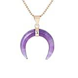 Stone Moon Shape Pendant Natural Unique Design Charm Necklace Gold Color With 18inch Chains Great Gift-Amethyst hänge