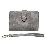 Läderplånbokväskor, kvinnors modemyntväska, liten påse byt plånbok med lanyard, kontantbyte plånbok nyckelhållare för damer kvinnor (grå)
