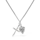 Cross & Arabesque Heart Charm Necklace