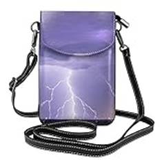 chenfandi Lightning Storm kvinnors axelremsväska & dragkedja telefonplånbok, söt handväska, axelväska, avtagbar axelrem, Svart, en storlek