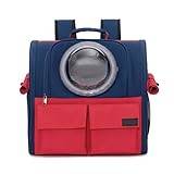Canvas Resor Andningsbar ryggsäck Kontrastfärg Transparent Space Capsule Pet Bag med stor förvaringsväska (Color : Red)