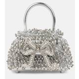 Self-Portrait The Bow Micro embellished tote bag - silver - One size fits all