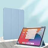Tri-Fold Smart Tablet Fodral Kompatibel med iPad Air1/Air2 2017/2018, med pennhållare, genomskinligt genomskinligt bakskal Slim Stand Stötsäkert TPU-skydd, Auto Wake/Sleep Tablet Case Cover (Color :