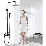 Duschsystem 3 Funktion Svart Duschset Regndusch Inklusive Dusch Handdusch Justerbar Rail Duschpanel Duschpelare Duschkran