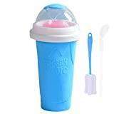 Neon Slushy Maker Slushies – återanvändbar slushy Maker kopp, klämkopp med sugrör – gör-det-själv silikon snabb fryst skaka smoothie-kopp för barn blå