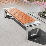 Parkstol i Rostfritt Stål Utomhusbänk, Dubbel Uteplatsbänk med Spaltdesign for Arbetsingång På en Veranda