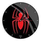 ERT GROUP Original och officiellt licensierad av Marvel Gloss väggklocka, mönster Spider Man 005 Black, tyst, unik design, målade metall visare 12 "
