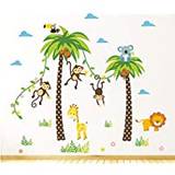 COVPAW väggklistermärken heminredning djur zoo apa kokosnöt träd tropisk djungel barn barnkammare baby barnrum dekaler