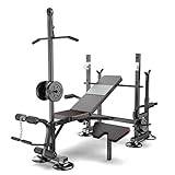 Squat Rack Bench Set Adjustable Olympic Weight Bench for Full Body Workout Home Gym Exercise Fitness Machine Bench Strength Weights Equipment Without Barbell