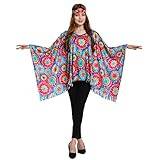 SEA HARE Kvinnors 60-tal hippiekläder hippie kappa, Blommor, L