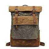 ASADFDAA Vandringsryggsäck Men Vintage Canvas Backpack Leather School Bag Designer Casual Waterproof Travel Bag Male Back Pack Bagpack