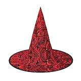 StOlmx Halloween häxhatt häxor hatt, fest karneval jul cosplay häxor hattar för kvinnor röd ros