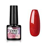 PEACECOLOR Glitter Red UV Gel Nails Polish, UV Color Gel Nails 7ML, manikyr nagellack för design