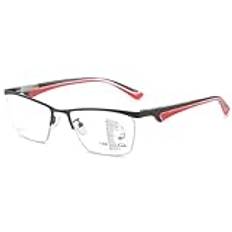 KOOSUFA Glidglasögon progressiva multifokus läsglasögon män kvinnor metall halbrand anti-blått ljus läsglasögon fjädergångjärn läshjälp synhjälp arbetsplatsglasögon 1,0 1,5 2,0 2,5 3,0 3,5, 1 x röd,