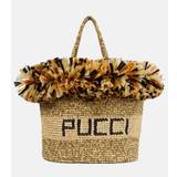 Pucci Logo fringe-trimmed raffia tote bag - neutrals - One size fits all