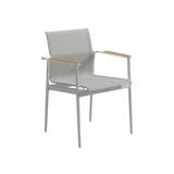 Gloster - 180 Stacking Chair With Teak Arms, Frame White, Seagull Sling - Matstolar utomhus - Henrik Pedersen - Vit - Metall/Syntetiskt - Meteor, Seagull