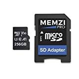 MEMZI PRO 256GB minneskort kompatibelt med Samsung Galaxy Tab A7 10,4 tum SM-T500/SM-T505, S7 11 tum SM-T870/SM-T875, S7+ 31,5 tum SM-T976B/SM-T970 Surfplatta PC – microSDXC 100MB/s Klass 10 V30 med SD-adapter