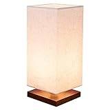 SSWERWEQ Bordslampa Simple Square LED Table Lampshade Home Bedroom Bedside Reading Night Light with Wooden Base