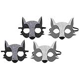 ibasenice 4 St Holiday Party Scen Dressing Mask Filt Half Face Wolf Mask (Wolf Style) 4st Vargdräkt Fox Halloween Kostym Varulvsmask Venetiansk Mask För Djur Kanin Filtduk