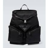 Prada Leather-trimmed Re-Nylon backpack - black - One size fits all