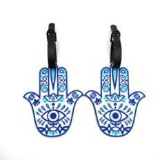 1pc Creative Blue Hand-Eye Pattern Luggage Tag, Airport Check-In Baggage Label With Name ID Card, Travel Accessory To Avoid Loss