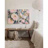 Painted Floral Canvas Duo (30 x 40 cm - Svart ram)