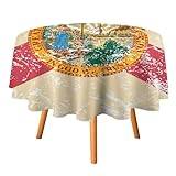 Retro Florida delstatsflagga rund bordsduk vattentät bordsduk polyester bordsskydd för middag utomhus fest picknick 178 x 178 cm