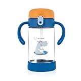 ÜneeQbaby Active Plus Kiddy Cup med 360 graders viktat flexsugrör, spillsäker, tritan – BPA-fri, mjuk pip med en knapp öppen 300 ml – Archie Happy Hippo marinblå