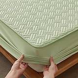 HAIBA Sängkläder dra-på-lakan dubbel 200 x 220 cm grönt kvalitet supermjukt mikrofiber madrassskydd dubbelsäng – mjuk diamant quiltad och antiallergisk extra komfort