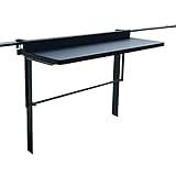 Hängbord Balkong Räcke Hängbord, aluminium rektangulärt svart skrivbord, Casual Fashion Höjdjusterbar trädgårdshylla (färg: svart, storlek: 120 * 40 cm)
