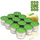 Candelo Uppsättning av 24 doftljus – doftljus grön fruktig Juicy Apple-lukt – värmeljus 4 timmar brinntid – doftljus 3,6 x 1,4 cm – för våren