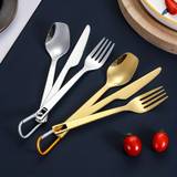 Stainless Steel Outdoor Travel Knife, Fork Spoon Set, Portable Tableware Set For Outdoor Mountaineering Camping