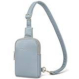 Canvas liten crossbody axelväskor Haytijoe härlig gris mobiltelefon handväska plånbok för kvinnor flickor, Ljusblått, S