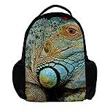 Animal Reptile Iguana ryggsäck för kvinnor och män, skolresor arbete ryggsäck, flerfärgad, 27.5x13x40cm, Ryggsäckar