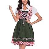 YuanJuli Oktoberfest kostym kvinnor 3 st kostym 1 st klänning + 1 st förkläde + 1 st silkesband oktoberfest feta människor traditionella tyska kläder för oktoberfest bayerska klänningar ölfestival