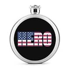 USA hjälte flagga rund fickplunta för sprit bärbar rostfritt stål ficka vinflaska med lock för män kvinnor 1,5 dl