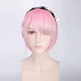 Wig for Ren färg REM cosplay peruk eller RAM cosplay peruk Re: zero Start Life in Another World lek Kostym Halloween Kostymer rosa ett set