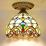 Mini ljuskrona, målat glas semi infälld taklampa, viktoriansk stil metallbas ljuskronor för sovrum Kök Matsal Vardagsrum Hall,10