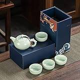 Keramiskt te-set Xishi Pot en kanna med fyra Te-sortiment Modernt te-set Keramiskt tekanna-set Keramiskt tekanna-set för ett kinesiskt tekanna-set (rosa grön drakkruka)