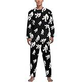 Bigfoot bär kalkon herrpyjamas set långärmad rund hals nattkläder mjuka myskläder pyjamas set S
