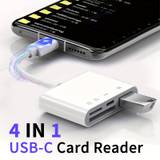 Usb C Sd Card Reader For / 15/, 4-slot Usb C To Sd/tf Card Reader Supports Compact Flash/micro Sd Card Compatible For Pro/air Imac M1 M2 Android Galaxy S21 S22 S23 (white)
